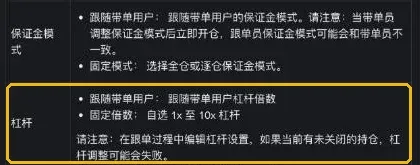 币安跟单交易设置表：保证金模式与杠杆