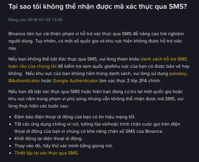 Không nhận được mã xác minh Binance qua SMS hoặc email: nguyên nhân và cách xử lý